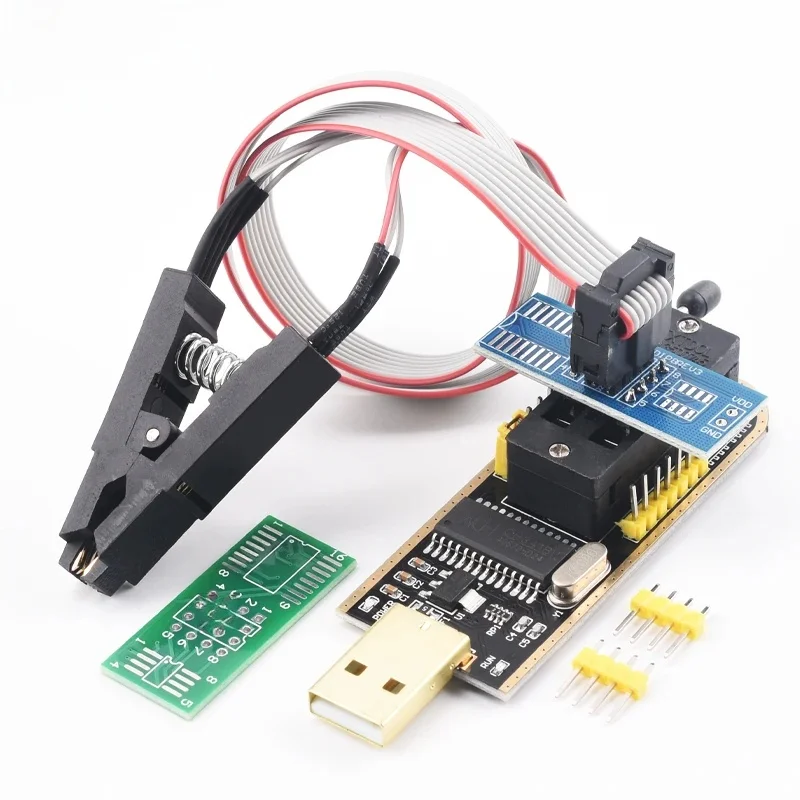 Moduł programatora USB EEPROM Flash BIOS CH341B z klipsem testowym SOIC8 SOP8, czytnik i programator pamięci SPI Flash dla układów 24CXX 25CXX 93CXX — zdjęcie 2