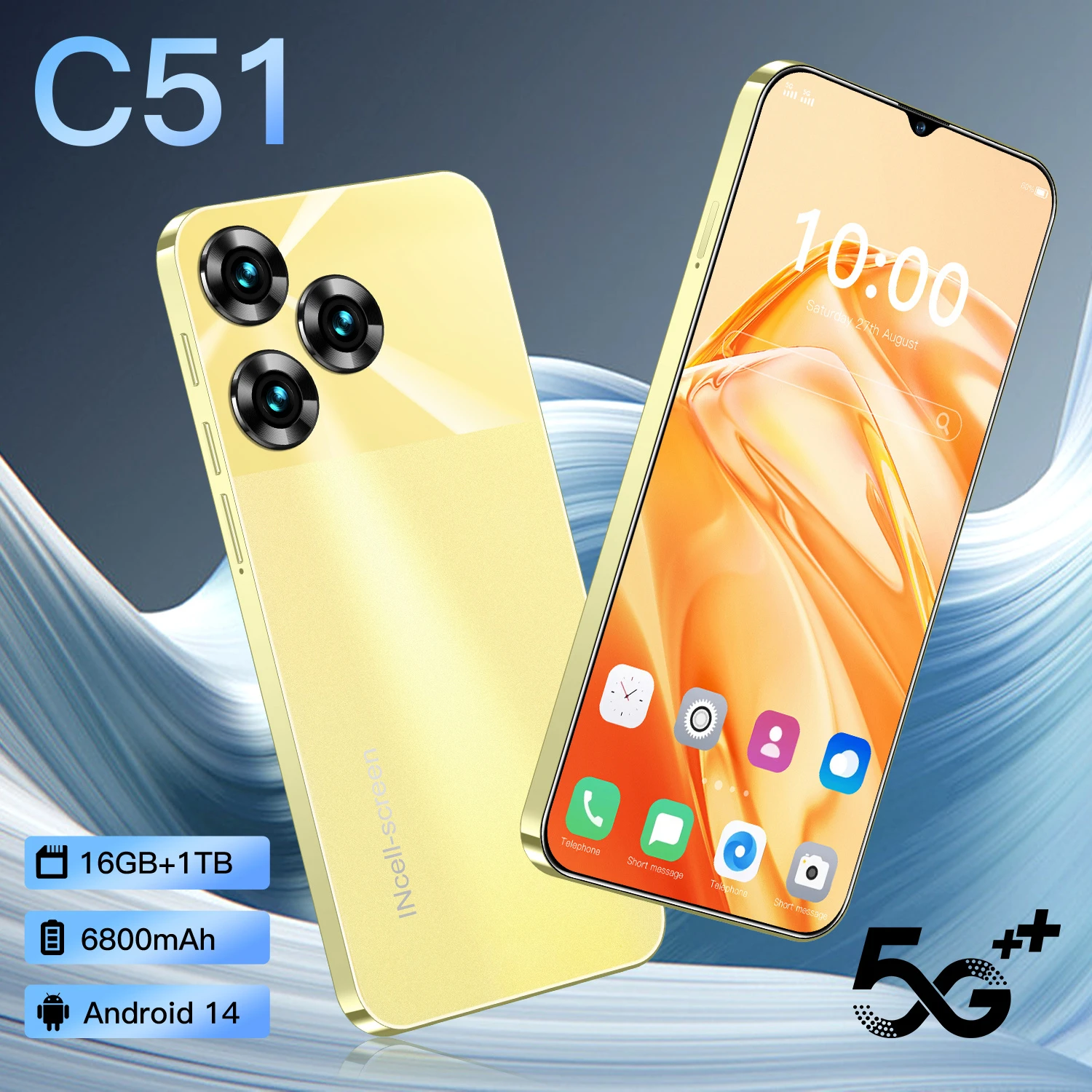 

New C51 Global Version Smartphone 7.3inch Full Screen 4G/5G Cell Phone 16TB+1TB 6800mAh Mobile Phones 108MP Celulares