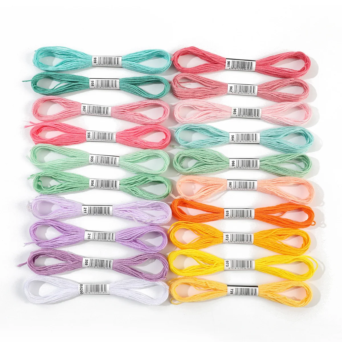 

20-Color Cross-Stitch Threads, Multi-Spec Macaron Rainbow Threads, DIY Embroidery Threads