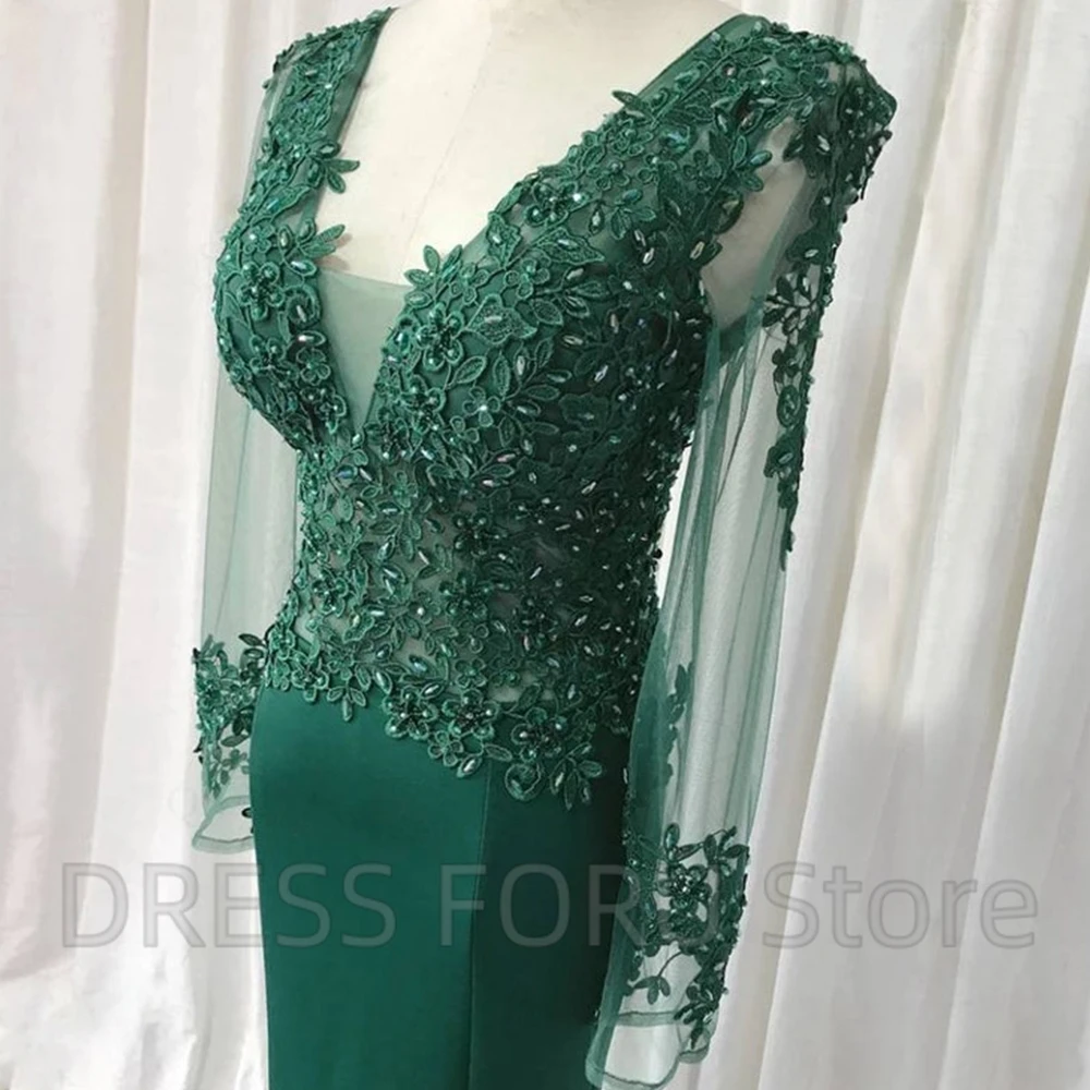 Exquisite Tulle Applique and Beaded Mother Of the Bridal Dress Mermaid Floor Length Classic V-Neck Zipper Gown Party Customized