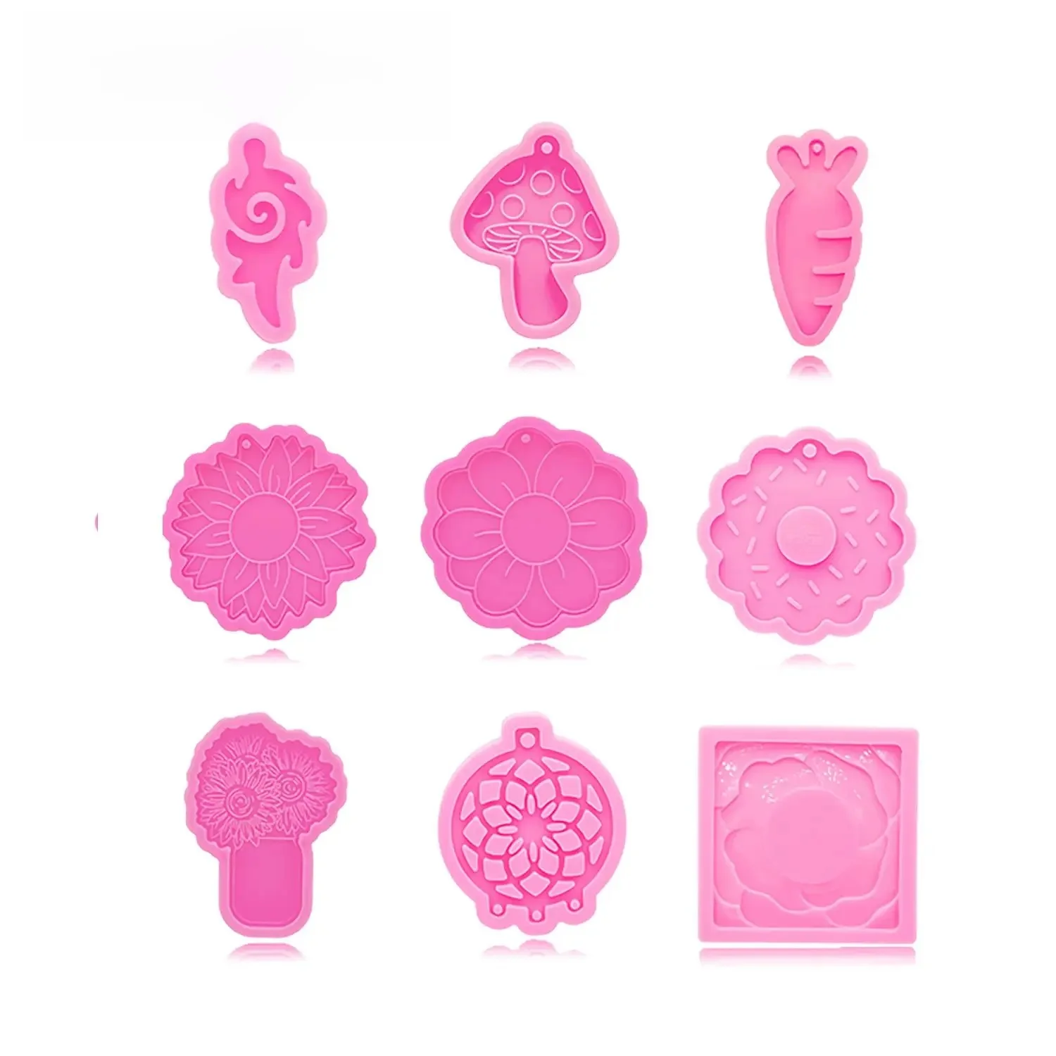 DY1417 błyszczące liście roślin/kwiaty/marchew/grzyby formy silikonowe brelok, żywica epoksydowa DIY Charms formy, forma do ciast czekoladowych — zdjęcie 2