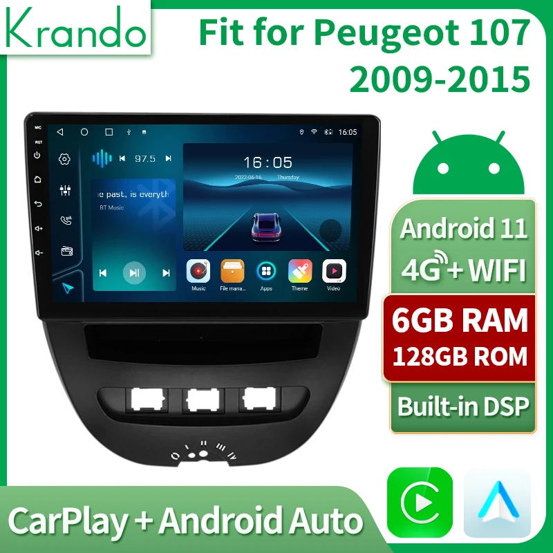 

Krando Android 11.0 Car Navigation for Peugeot 107 2009-2015 Navigation GPS DVD Multimedia Video Player Touch Screen Head Unit