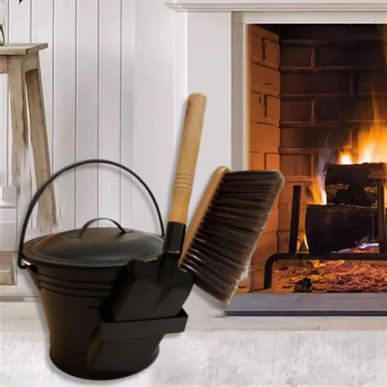 

Fireplace Ash Bucket Cleaning Iron for Indoor and Outdoor Fire Pit Fireplace Iron Metal Fireplace Tool Ash Pail for Fire Place
