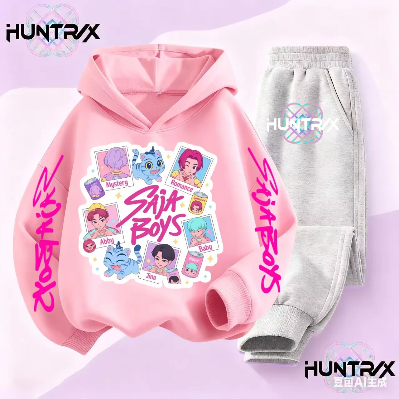 Одежда для мальчиков и девочек 2025 года, хит продаж KPop Demon Slayer, толстовка с героями мультфильмов для детей, комплект спортивных штанов, модная теплая повседневная детская одежда