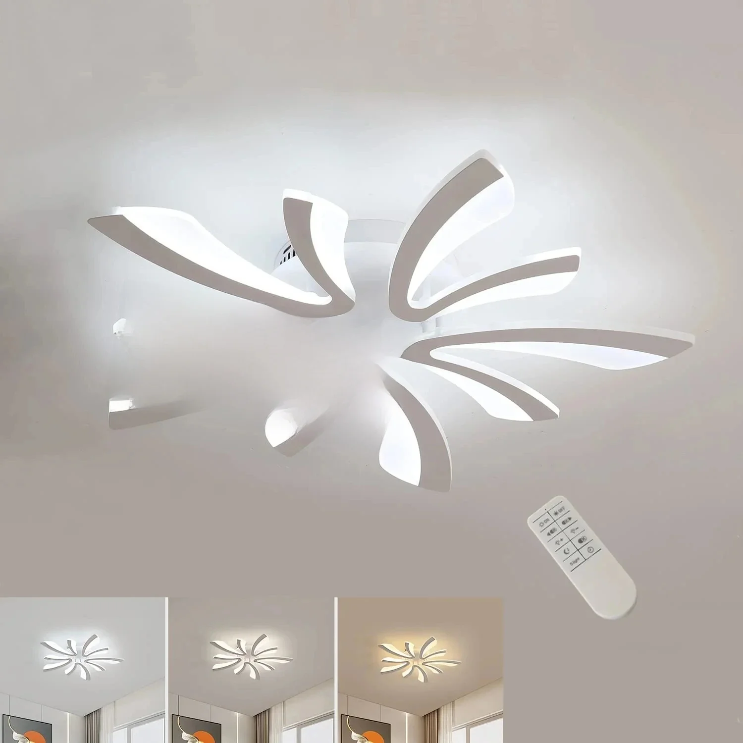 LED Ceiling Light, 48W 5400LM Ceiling Lamps Living Room Ceiling Lamps Bedroom with Remote Control, 3000k-6500k Acrylic White