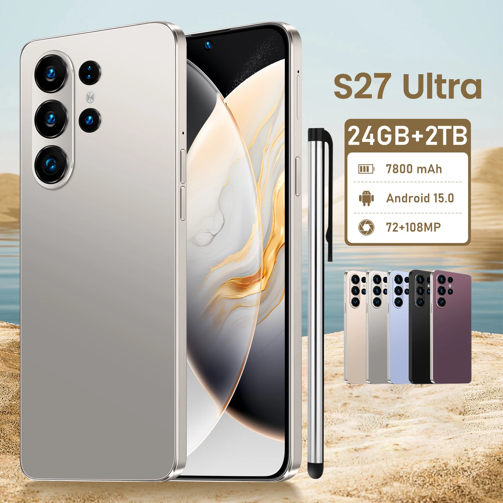 

2026 NEW HOT Silicone Case For S27 Ultra Original Tablet PC 7.3" Curved Screen Snapdragon 8 Gen4 24GB 2TB 5G 7800mAh 108MP