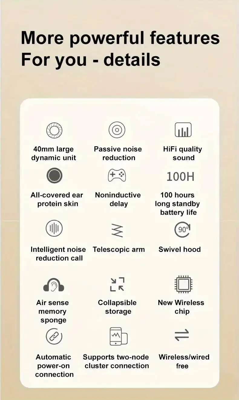 سماعات P2961 سماعة لاسلكية تعمل بالبلوتوث 5.3 سماعة أذن أصلية ستيريو Hifi سماعة 400mAh 100h عمر بطارية طويل للغاية سماعات أذن للعبة