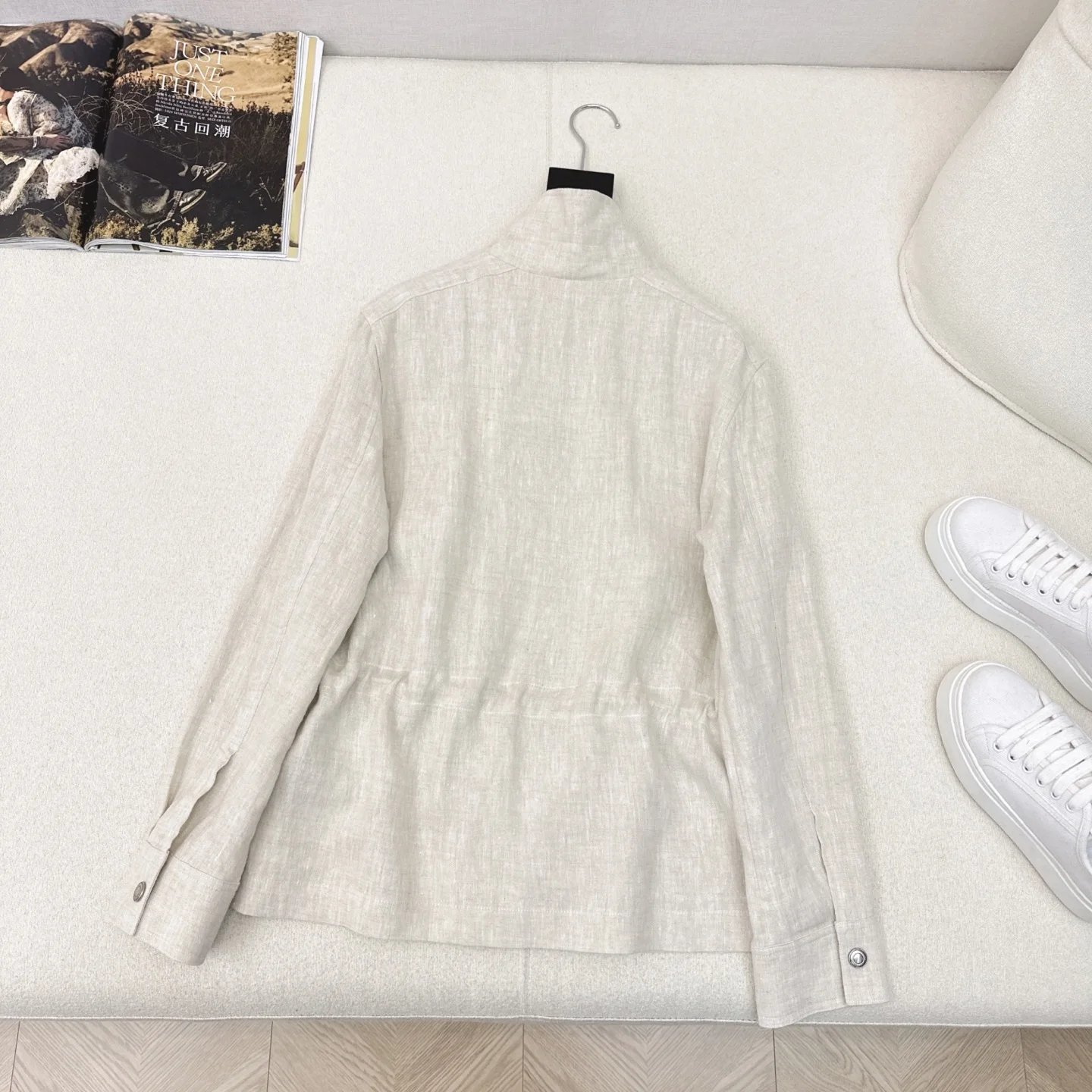 

High Quality 2025 Spring And Summer Women's Casual Fashion Buttons Stand-up Collar Embroidery Solid 100%Linen Loose Jacket JQ016