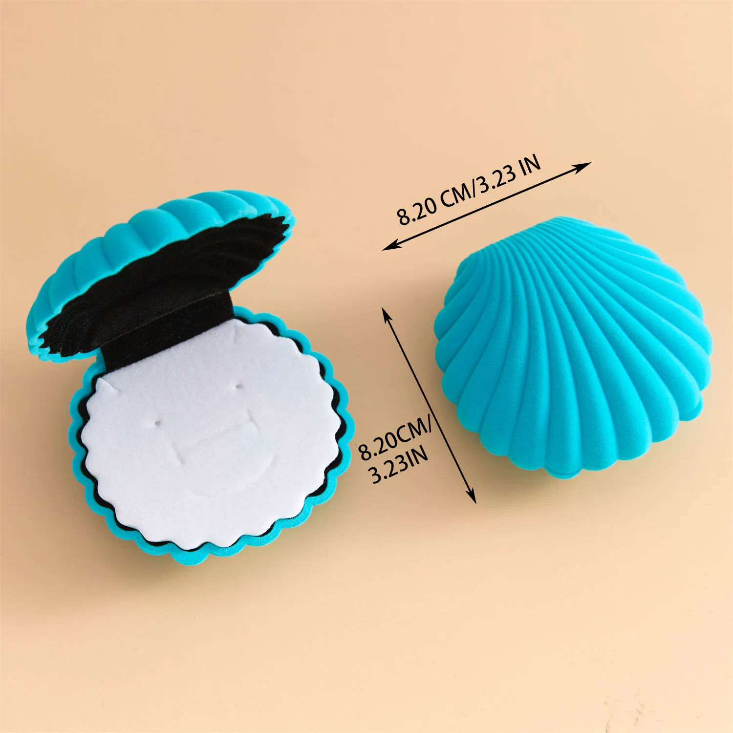 Anjj 6-Color Shell Jewelry Box 2024 New Lovely Velvet Trinket Box with Smiley Face Shaped Sponge Liner Oversize 82mm*82mm