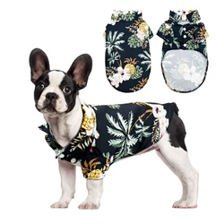 Hawaiian Dog Shirts Pet Summer Flower Pineapple Shirt for Small to Medium Puppy Dog Cat (XL, Black)