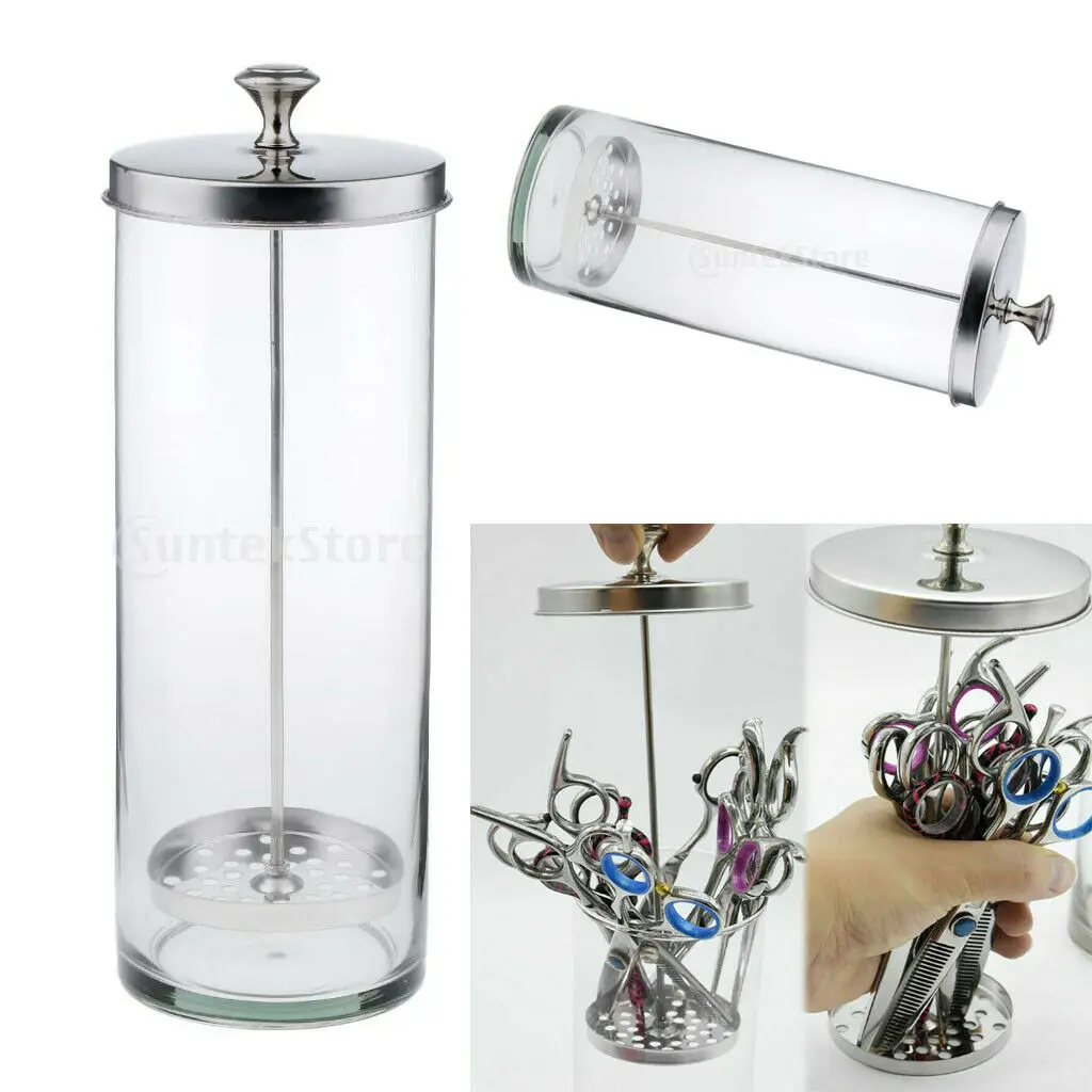 Disinfection Glass Jar Tools Germicide Jar Non-slip sanitizing for Barber Styling Tool Comb Scissors Manicure