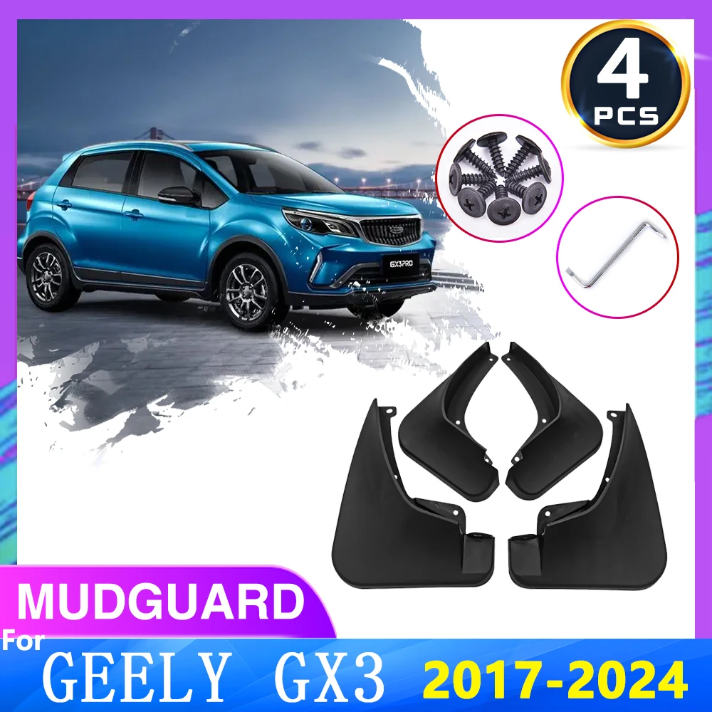 For Geely GX3 BAC X3 Pro 2018 2020 2021 2017~2024 NEW Mud Flaps Splash Guards Mudguards Front Rear Parts Fender Car Accessories