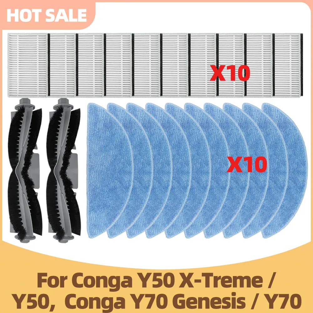 Compatible For Conga Y50 X-Treme / Y50,  Conga Y70 Genesis / Y70 Vacuum Cleaner Main Brush Filter Mop Cloth Replacement Accessor