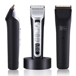 Rú Tông Đơ Cắt Tóc Điện Tóc Tóc Sạc Điện Gốm Titan Lưỡi Dao Màn Hình Hiển Thị LCD Salon Áo Cắt Tóc