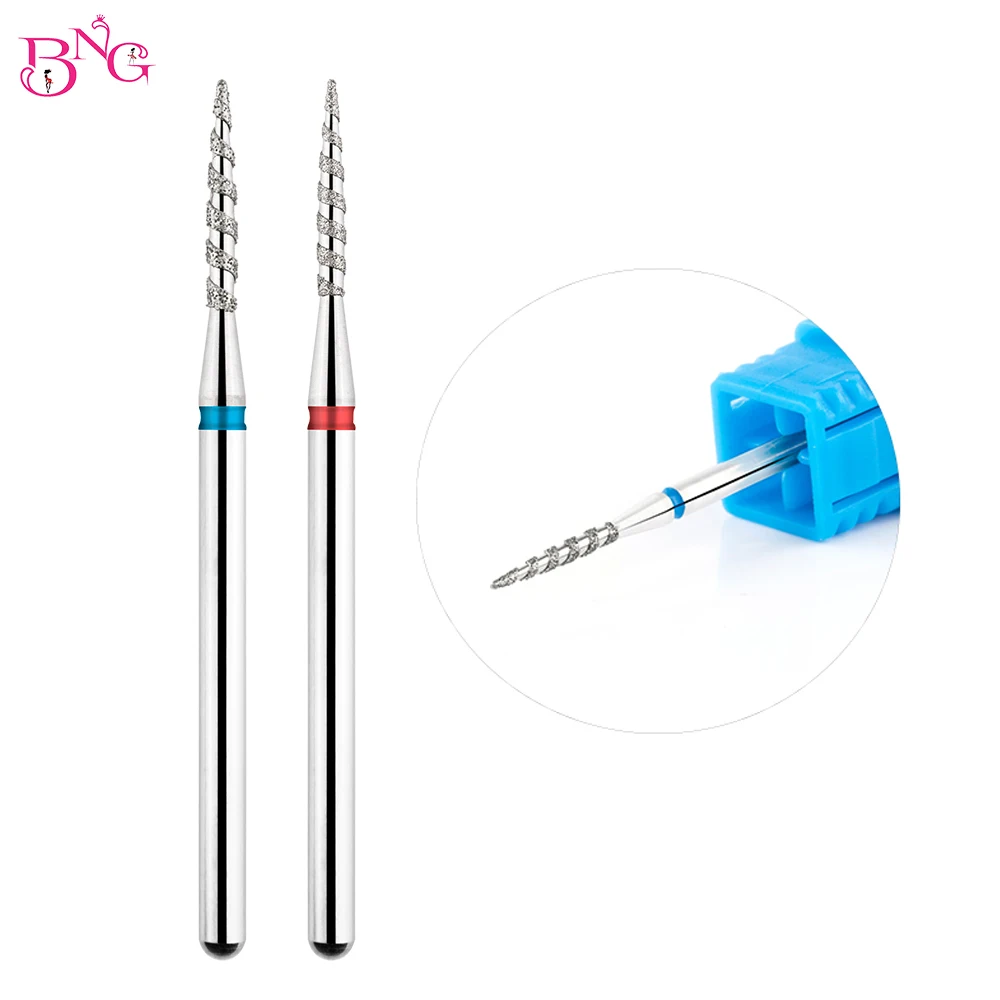 BNG Flame Cuticle Clean Nail Drill Bit Diamond Russian Diamond Nail Bits Dead Skin Nail Cleaner Akcesoria Narzędzia 1,4x9,6mm