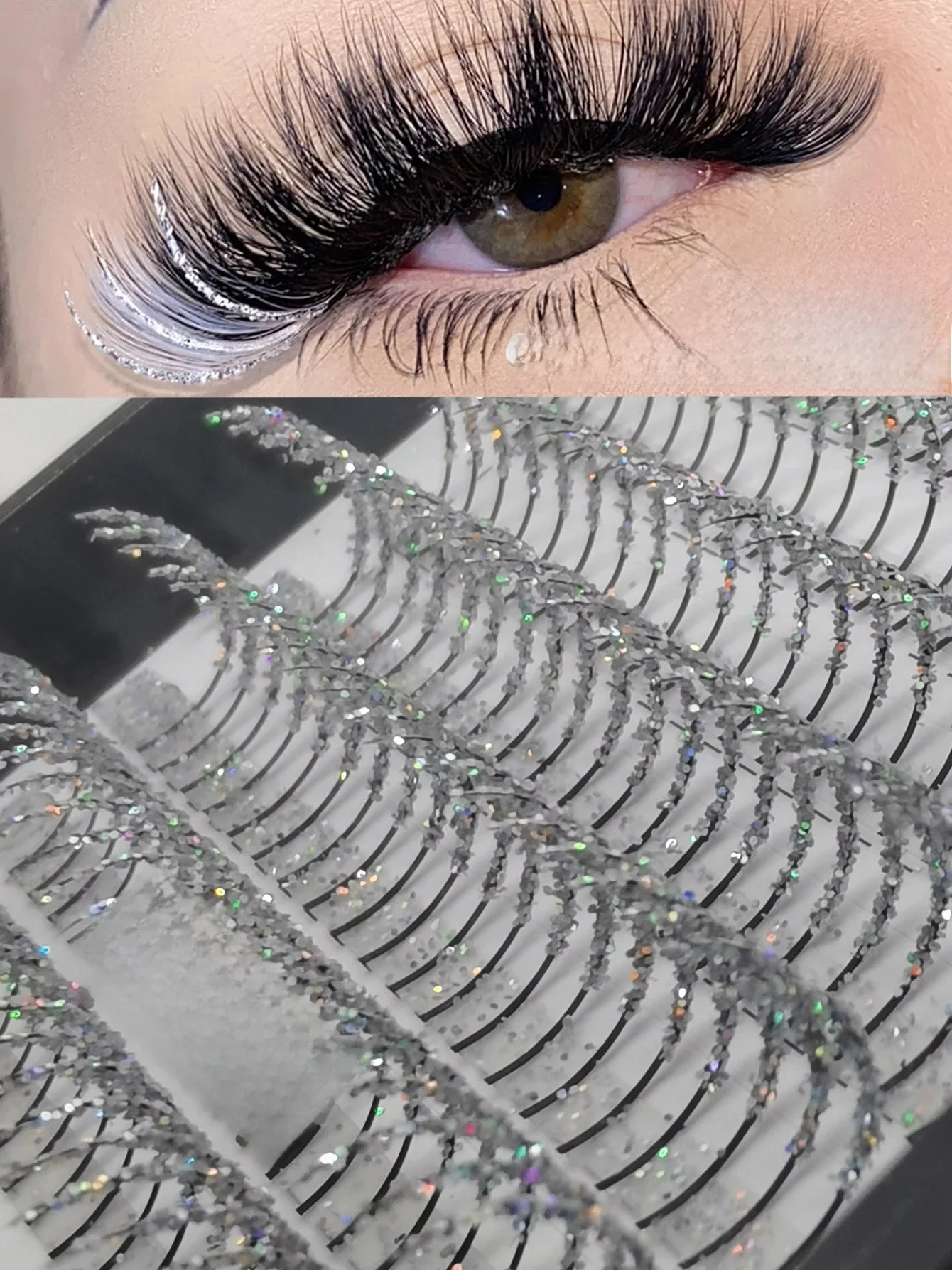 240 sztuk Sliver Glitter Lashes Super błyszczący kolor sztuczne rzęsy hurtownia Premium Cosplay Sparkle Fairy Lashes — zdjęcie 2