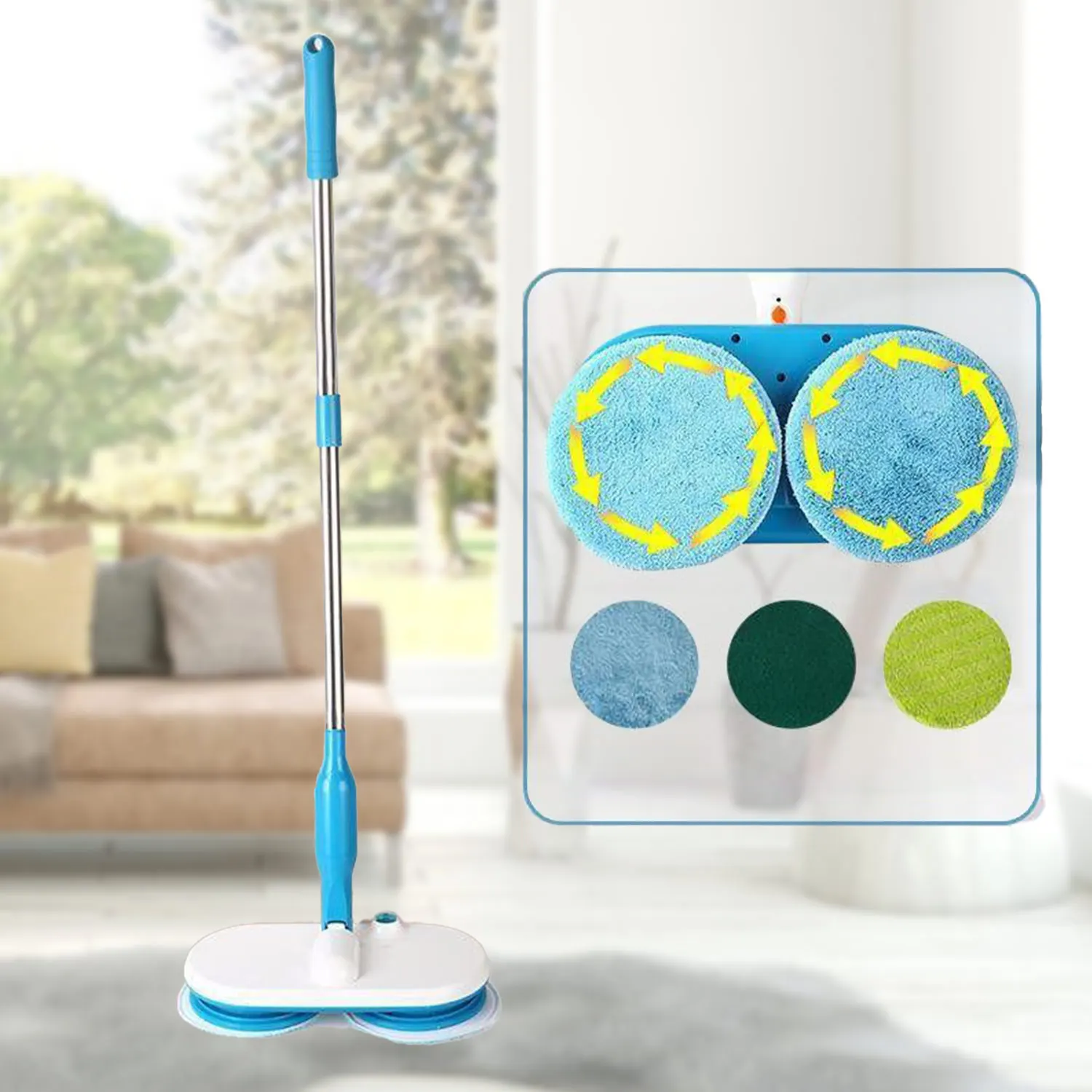 Wireless Electric Spin Mop Automatic 2 in 1 Net & Dry Home clean Glass Door Windows Floor Charging Scrubber Machine