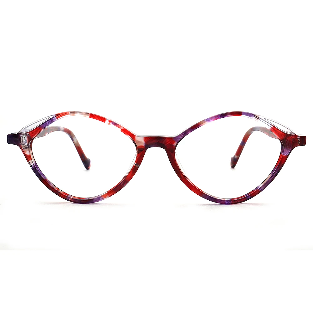 Modern Geometric Womens Prescription Eyeglasses for Female Floral Tortoise Glasses Frame Diamond Shape Red Optical Eyewear Retro