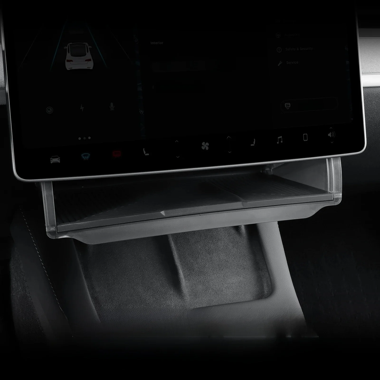 LUCKEASY für Tesla Model Y 2024/Model 3 2021-2022 Auto-Aufbewahrungsbox Versteckter Aufbewahrungskasten Unten unter dem Zentralbildschirm