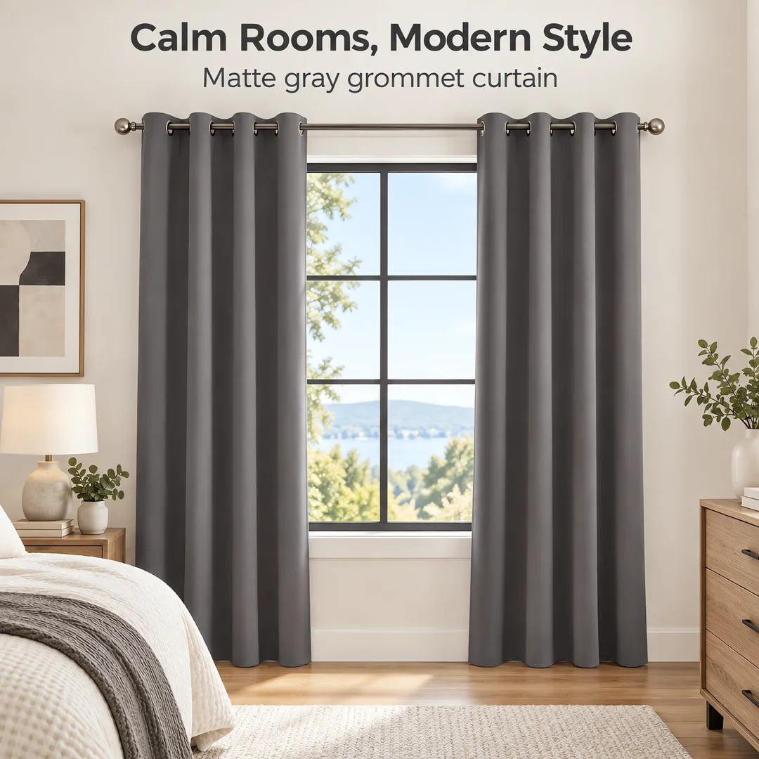 Deep Grey Blackout Curtains 2 Panels 100% Light Blocking Thermal Insulated Machine Washable Energy Saving Privacy Protection for Bedroom & Living Room 52x84 Inch
