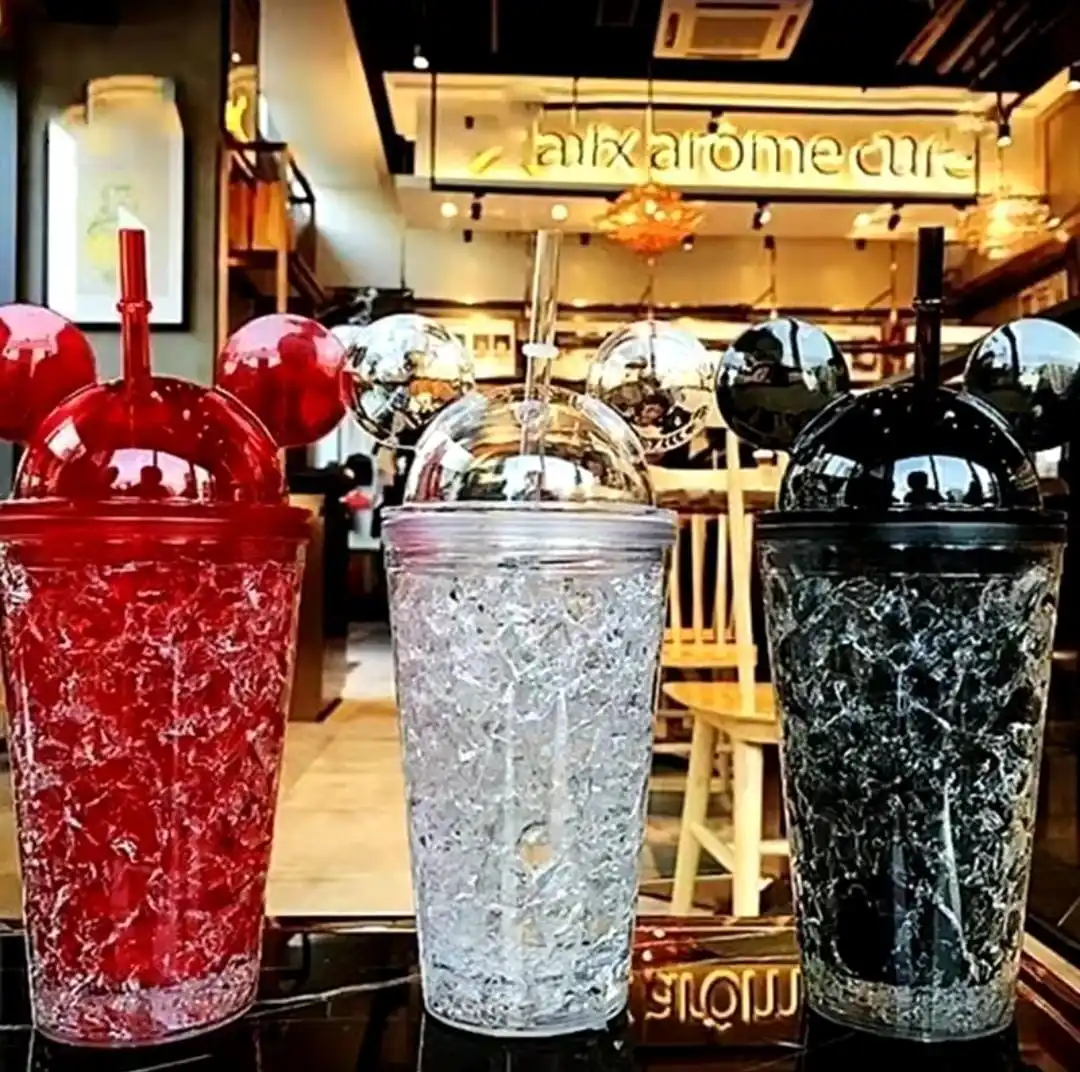 Vaso de PP con hidrogel, tapa y popote Mickey Mouse