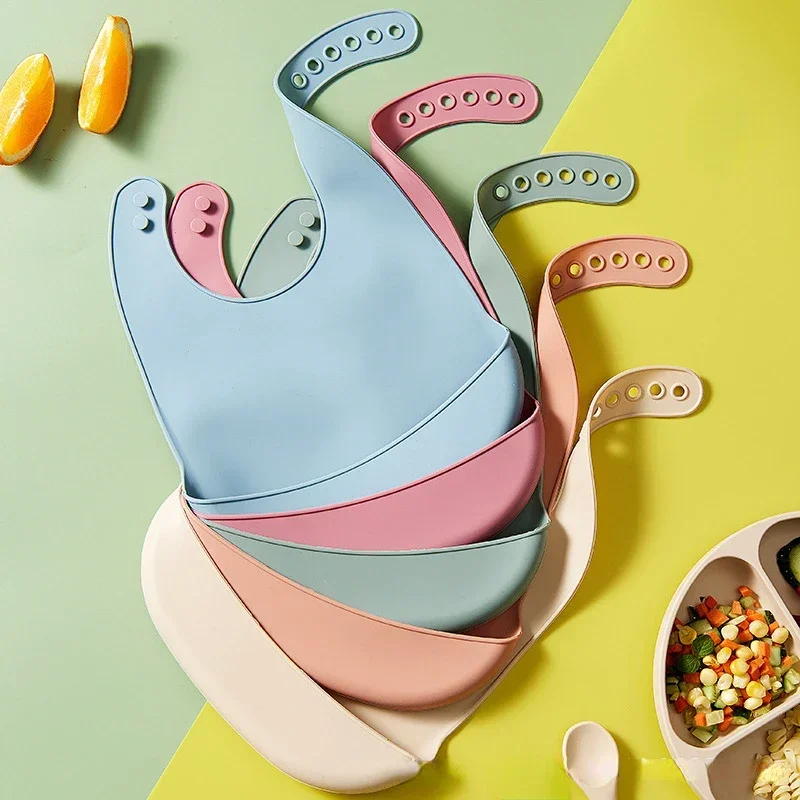 Bavoir bébé réglable imperméable bavoirs bébés doux comestible Silicone nouveau-né salive dégoulinant serviette bave enfants écharpe sans BPA