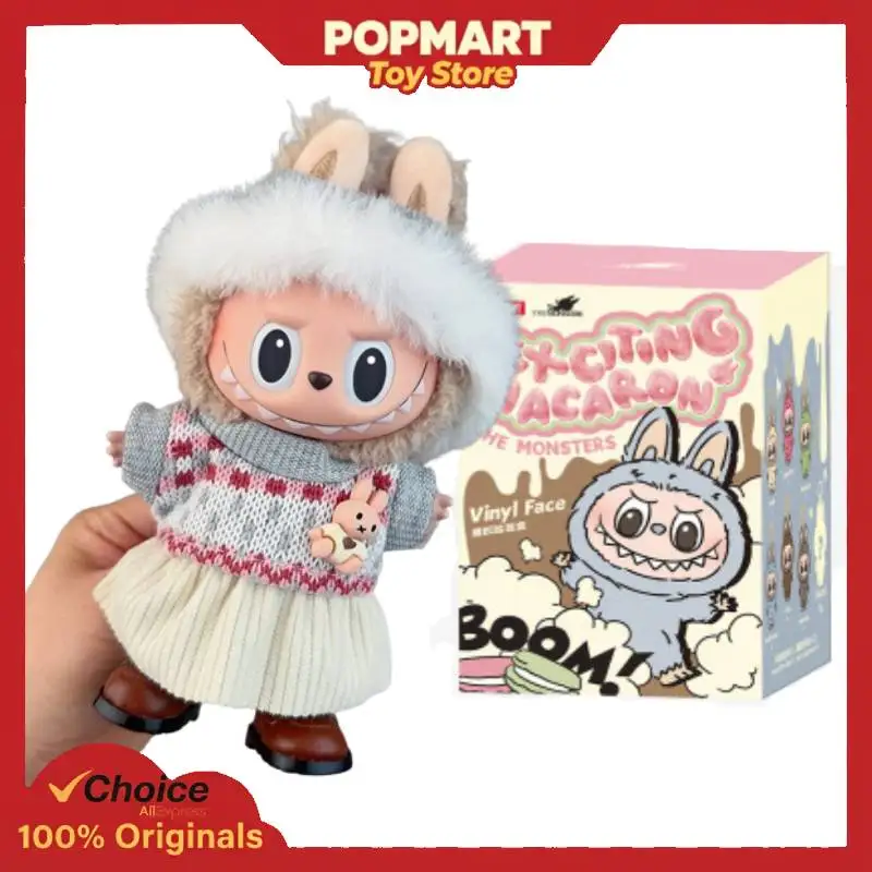 

POP MART LABUBU V1: Кукла в костюме кролика с макаронным свитером, оригинальная фигурка, одежда в комплекте, коллекционная, в слепой коробке