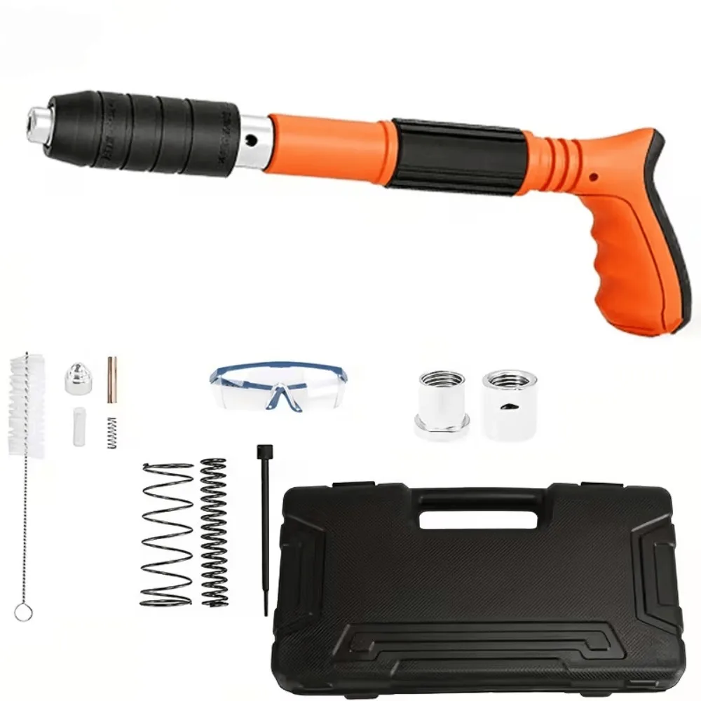 Cloueur à pression réglable, poinçon portable, cloueuse pneumatique à 5 niveaux, ancrage pour murs en béton, poinçon à fente, outil rapide. Comprend 50 vis et un carton d'expédition.