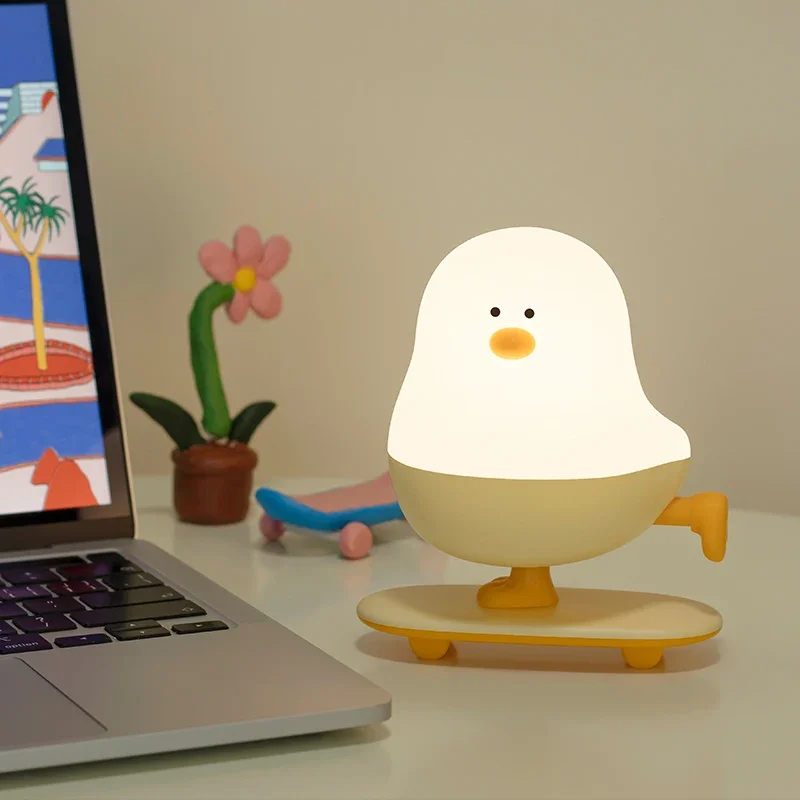 Creative Chicken Night Light Cute Animal Night Lamp Desktop Decorative Lamp USB Charging Stepless Dimming Children Birthday Gift