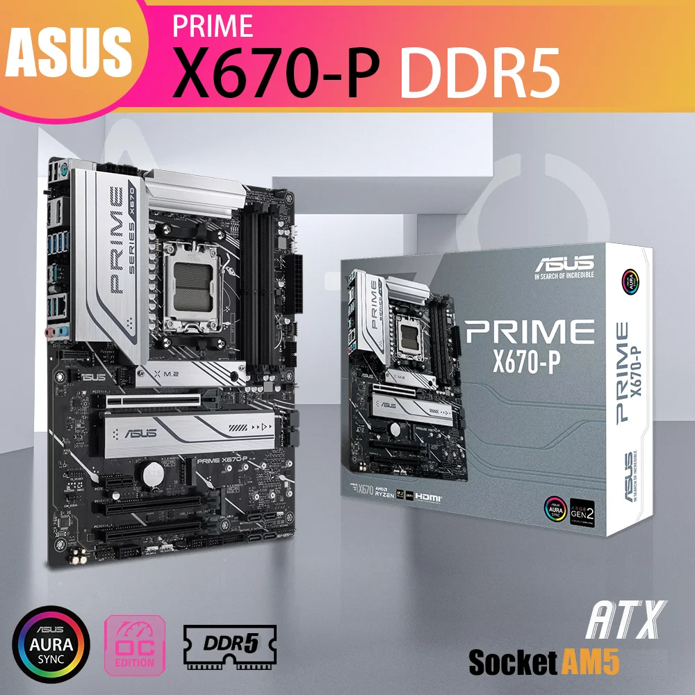 

New ASUS PRIME X670-P AM5 Motherboard DDR5 Mainboard Support AMD Ryzen 7000 Series Processor CPU R3 R5 R7 R9 Kit