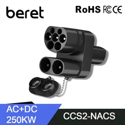 BERET CCS2 a NACS adattatore AC + DC adatto per NACS modello 3/X/Y Tesla ricarica rapida CCS2 adattatore Combo supporto CCS2 e caricabatterie Type2