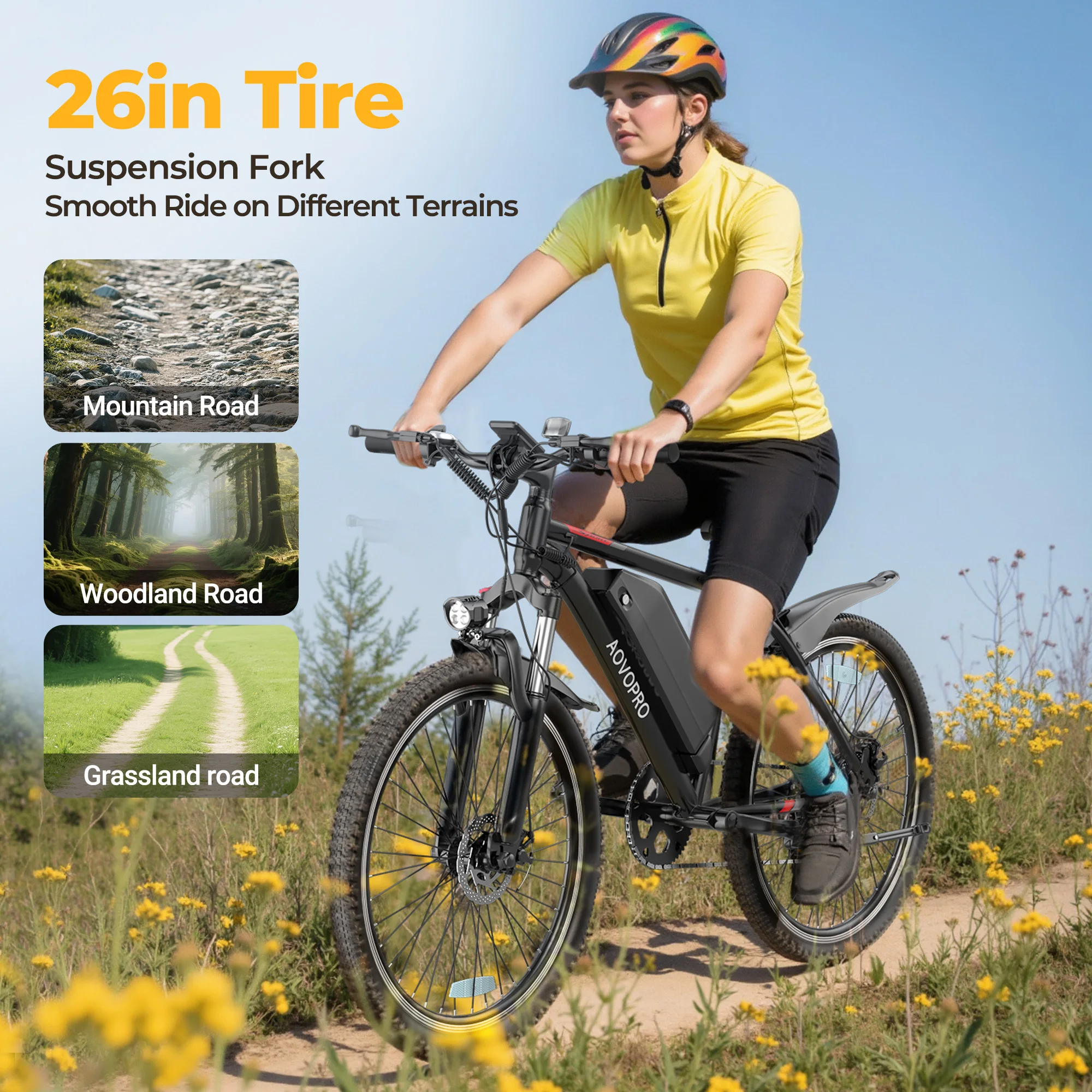 26 Inch Outdoor Electric Bike Electric Mountain Bike 500W High Speed Motor 48V 9Ah Removable Battery Adult Off-Road Commuting E-Bike 12 A5f765d5b8cf747f8a5b76608e65d1e7ep