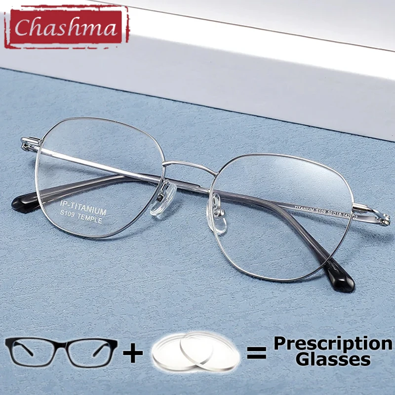 

Chashma очки по рецепту женские из чистого титана круглые оправы для очков для близорукости мужские очки для пресбиопии анти-синий свет очки