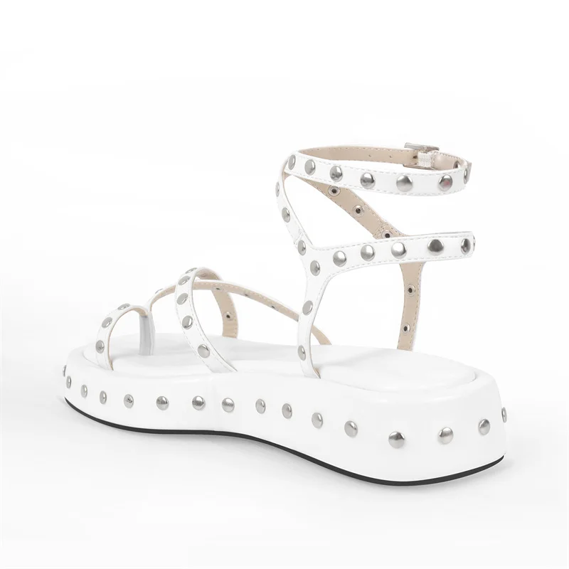 Onlymaker Women Platform Flats Sandals Strappy Studded Summer Fashion Sandals