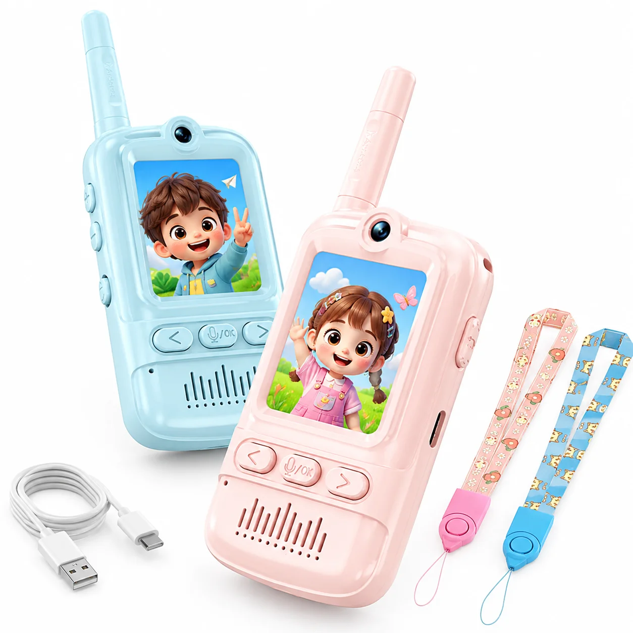 Kids Rechargeable Walkie Talkie Video Intercom Set