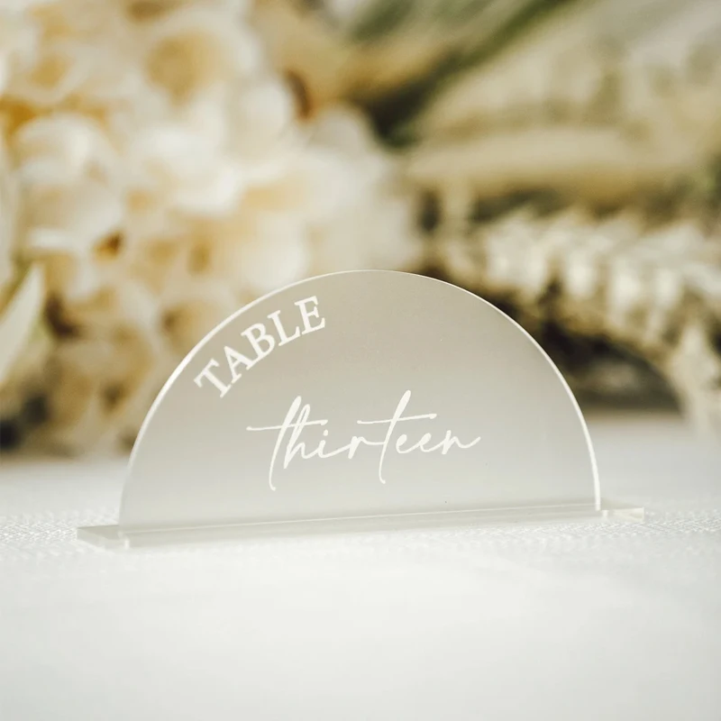 Frosted Arch Wedding Table Number Sign for Wedding Centerpiece Modern Acrylic Eclectic Look Wedding Table Decoration Numbers