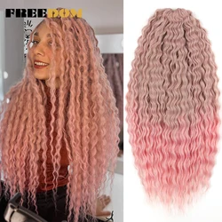 Synthetic Curly Hair 24 Inch Water Wave Twist Crochet Braid Hair Ombre Pink Ginger Deep Wave Braiding Hair Extension
