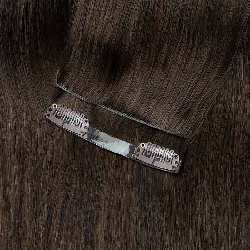 Onzichtbare dikke PU clip-in human hair extensions naadloze PU inslag tape clip op haar voor dik ruw haar 7PCS 12-24inch 100G-120G - afbeelding 2