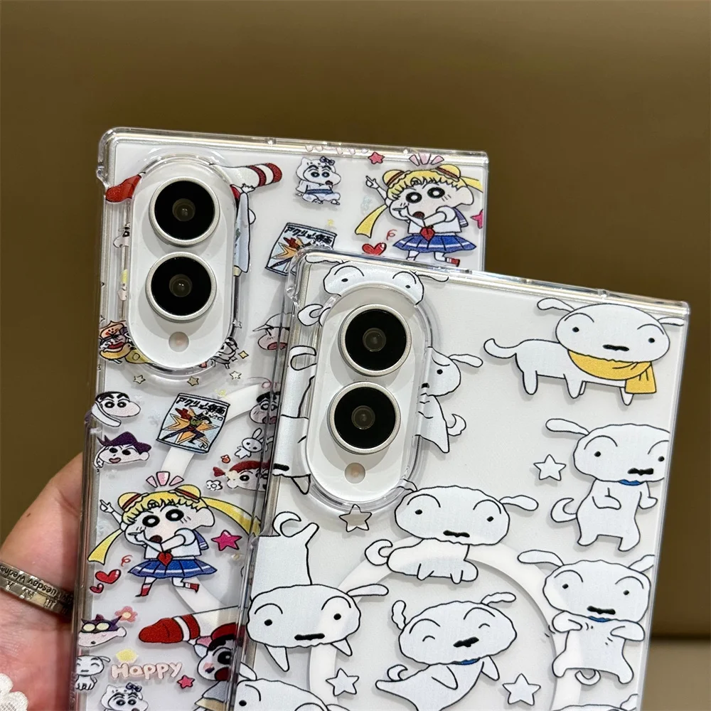 Zabawne etui magnetyczne Crayon Shin-chan na telefon Samsung Galaxy Z Fold 8 Fold 7 6 5 4 Fold 8 Ultra z podstawką Magsafe i łańcuszkiem — zdjęcie produktu 3