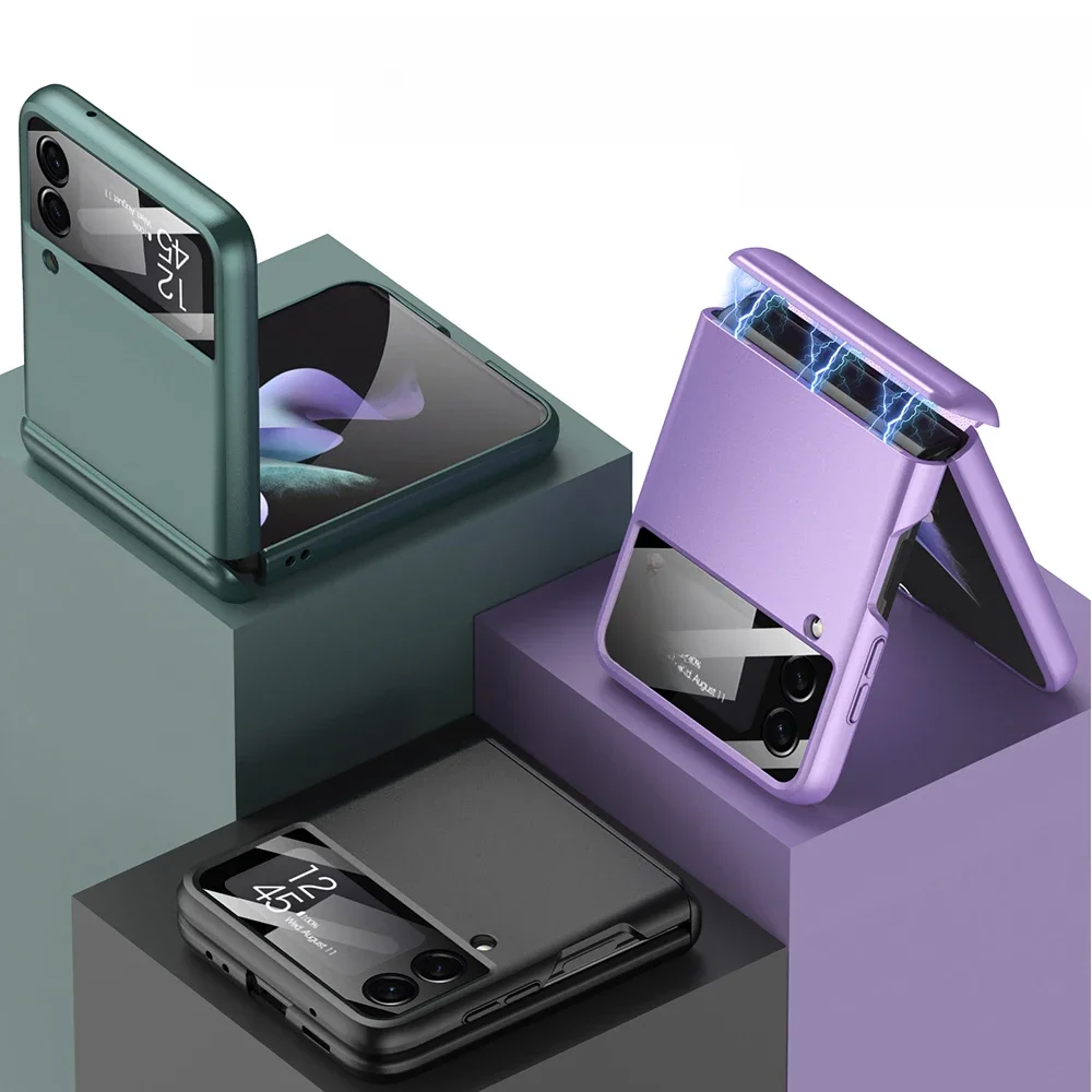 Magnetyczne zawiasy, odporne na wstrząsy, matowe etui na Samsung Galaxy Z Flip 5 6 7 5G, pełna ochrona, twarda obudowa pancerzowa na Samsung Z Flip 4 5 6. — zdjęcie produktu 7