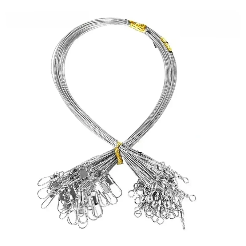 Ligne de pêche en acier Anti-morsure, 20 pièces, Leader de fil d'acier avec accessoire de pêche pivotant, laisse à noyau de plomb