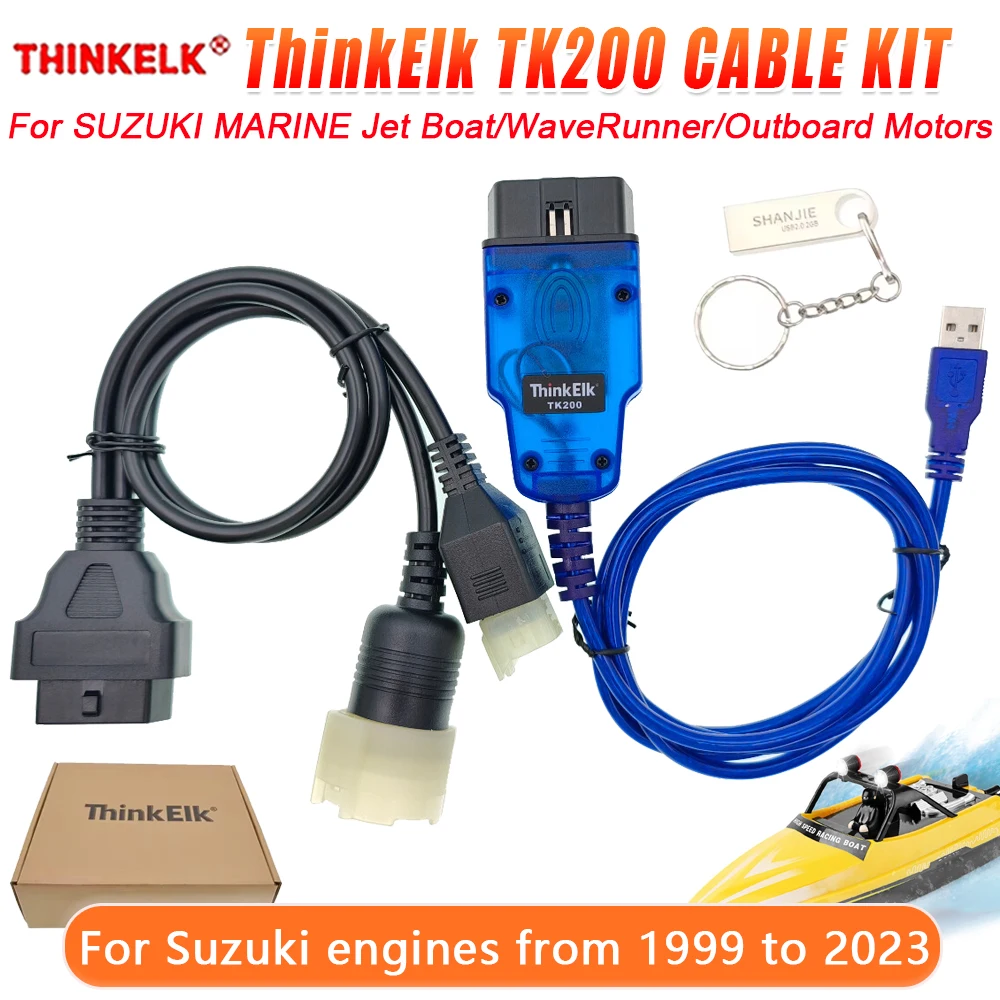 New ThinkElk TK200 Diagnostic CABLE KIT Scanner for Suzuki engine for SUZUKI MARINE Jet Boat/WaveRunner/Outboard Motors SDS 8.6