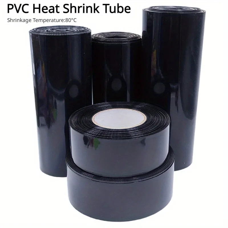 Schwarzer PVC-Wärmeschrumpfschlauch für 18650 Lipo-Akkupacks, 25-170 mm – Isolierende Schutzummantelung & Kabelhülle