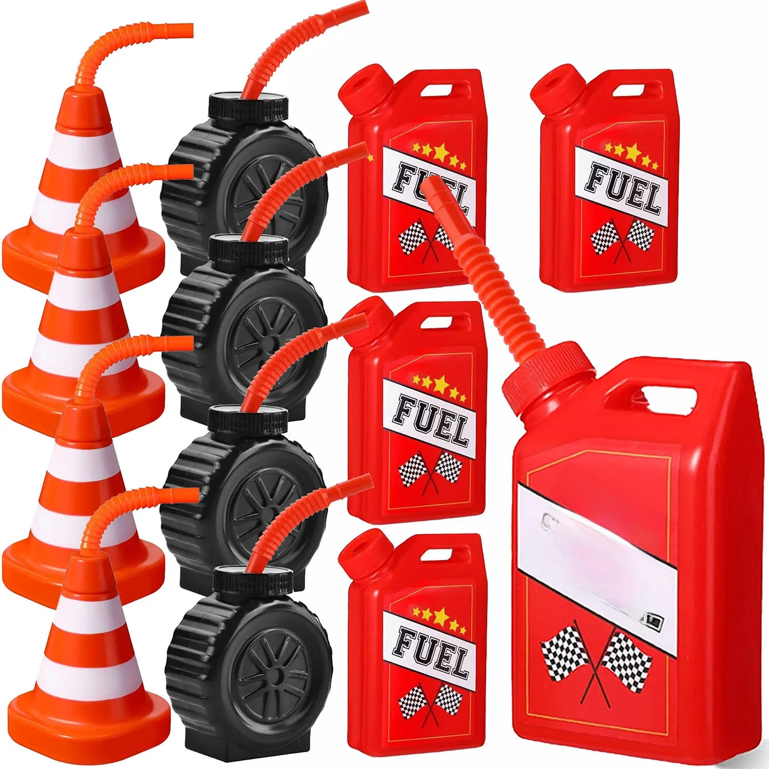 Gobelets de voiture de course, gobelets à boire avec paille, fournitures de fête d'anniversaire, décorations de fête pour enfants, thème de voiture de course