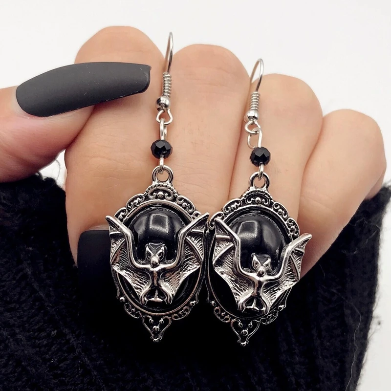 

Cute Bat Earrings | Black Bat Wings Vampire Jewelry | Vampire Goth Earrings Dangle | Halloween Gothic Aesthetic Earrings