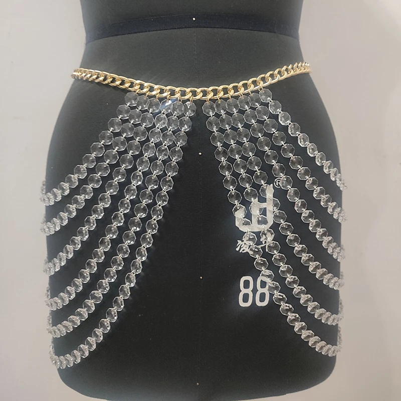 Winter Girlish Trendy Waist Chain Pink Stylish Body Jewelry Women\'s Fashionable Multilayered Accessories