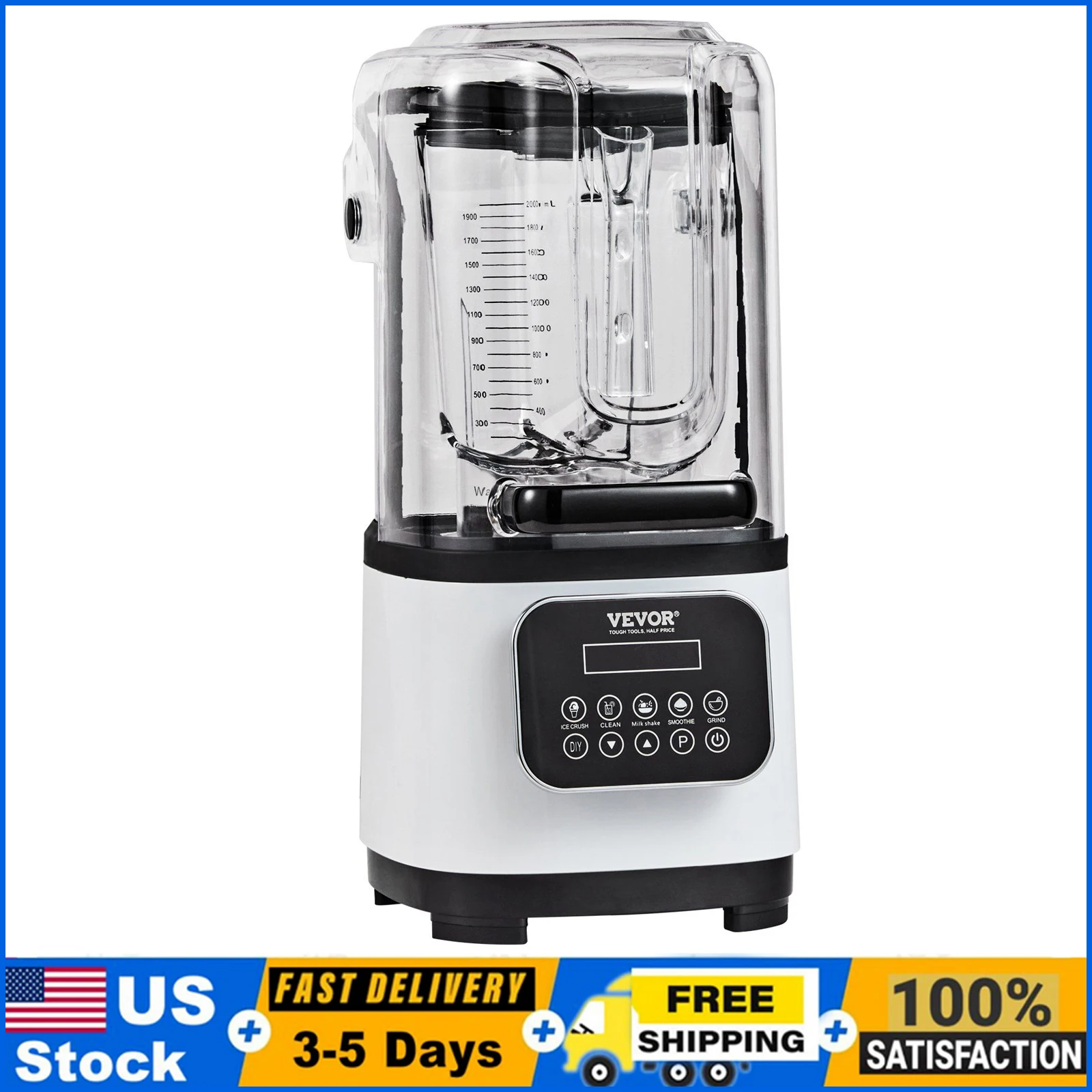 خلاط احترافي مع درع خلاطات كونترتوب تجارية 68 أونصة خلاط جرة كومبو ستانلس ستيل 9 سرعات و5 وظائف