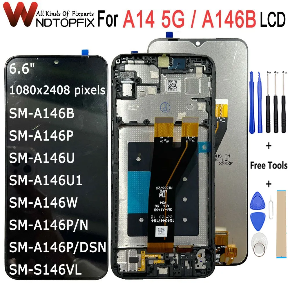 

6.6" For Samsung Galaxy A14 5G LCD SM-A146F A146B Display Touch Screen Digitizer Assembly Replace For Samsung A146P A146U LCD