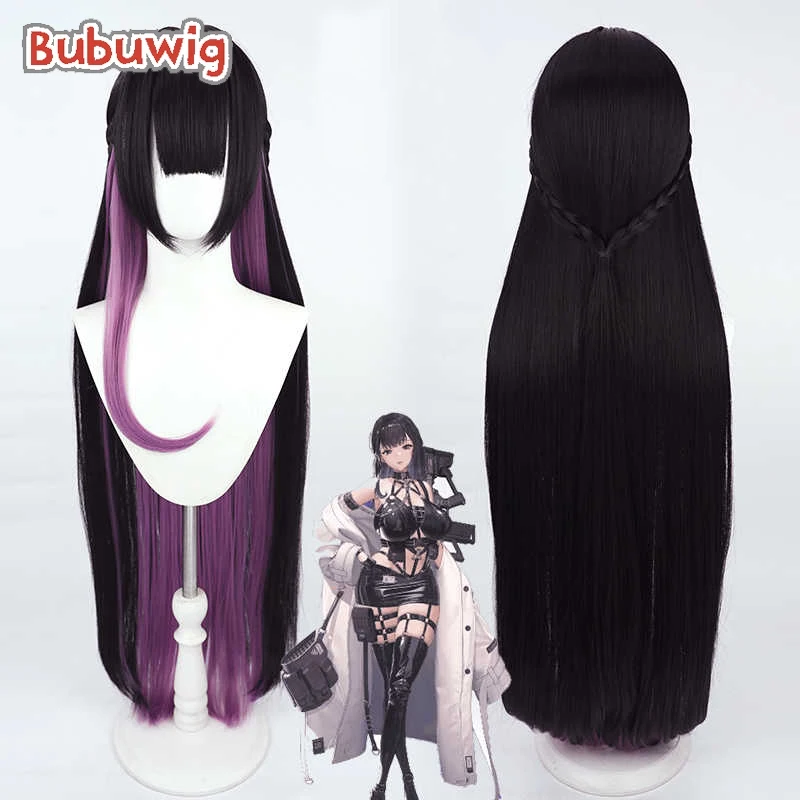 Bubuwig Synthetic Hair Mihara Cosplay Wigs Nikke The Goddess of Victory Mihara 110cm Straight Mixed Purple Wig Heat Resistant