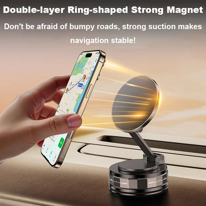360をアップグレードしました °   真空磁気式車載スマホホルダー、吸盤付き、iPhone、Samsung、Xiaomi、全機種対応のユニバーサルフォンマウント